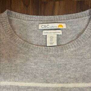 C&C California Light Gray Cashmere Crewneck Sweater